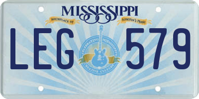MS license plate LEG579