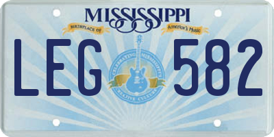 MS license plate LEG582