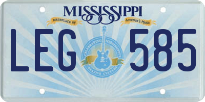 MS license plate LEG585