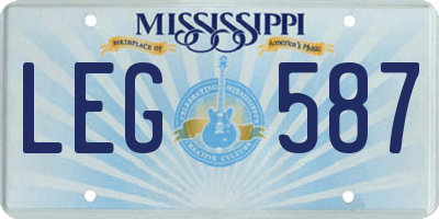 MS license plate LEG587