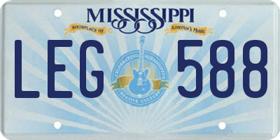 MS license plate LEG588