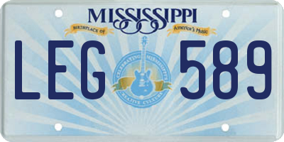 MS license plate LEG589
