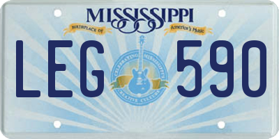 MS license plate LEG590