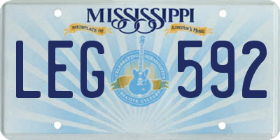 MS license plate LEG592