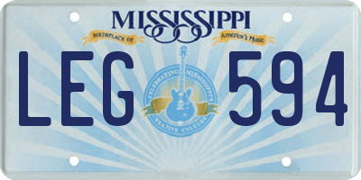 MS license plate LEG594