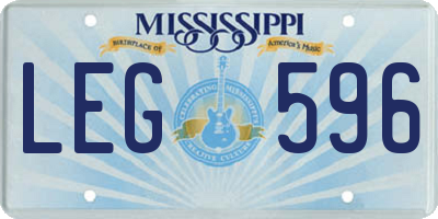 MS license plate LEG596