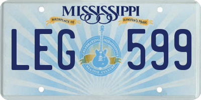 MS license plate LEG599