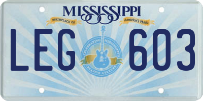 MS license plate LEG603