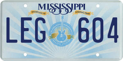 MS license plate LEG604