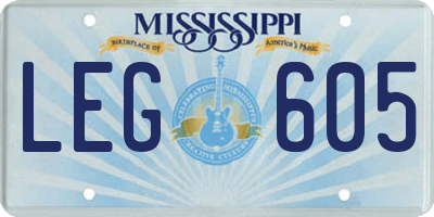 MS license plate LEG605