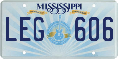 MS license plate LEG606