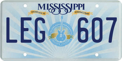 MS license plate LEG607