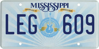 MS license plate LEG609