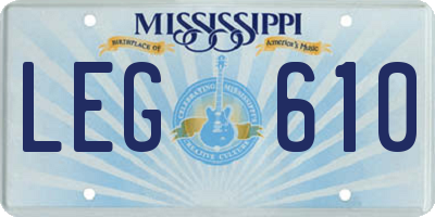 MS license plate LEG610