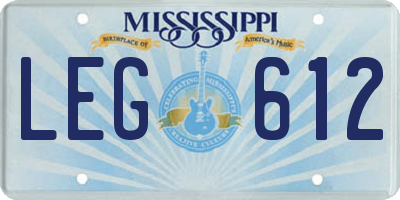 MS license plate LEG612