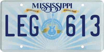 MS license plate LEG613
