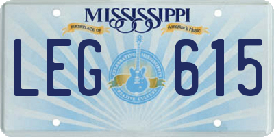 MS license plate LEG615