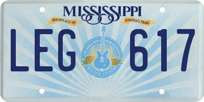 MS license plate LEG617
