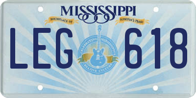 MS license plate LEG618