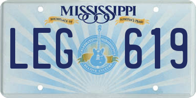 MS license plate LEG619