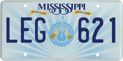 MS license plate LEG621