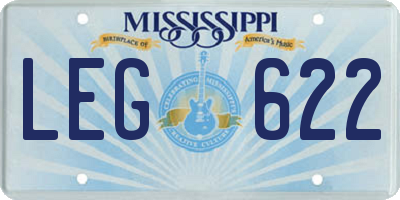MS license plate LEG622