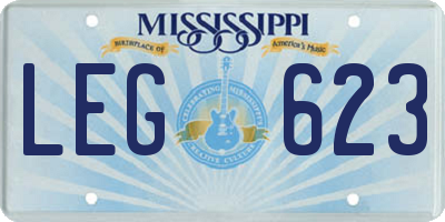 MS license plate LEG623
