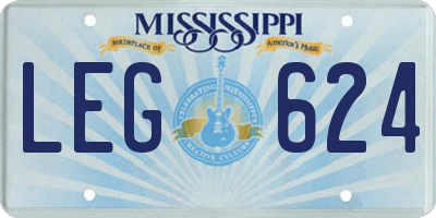 MS license plate LEG624
