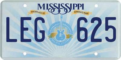MS license plate LEG625