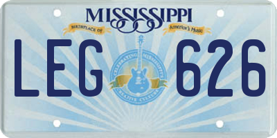 MS license plate LEG626