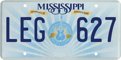 MS license plate LEG627