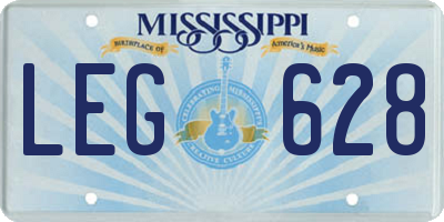MS license plate LEG628