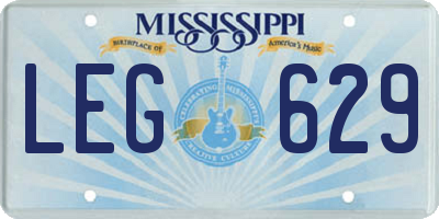 MS license plate LEG629