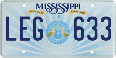 MS license plate LEG633