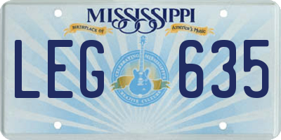 MS license plate LEG635