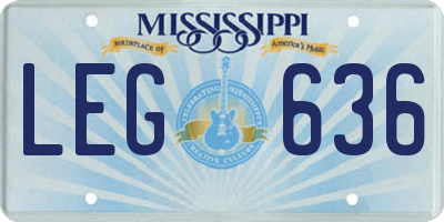MS license plate LEG636