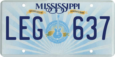 MS license plate LEG637