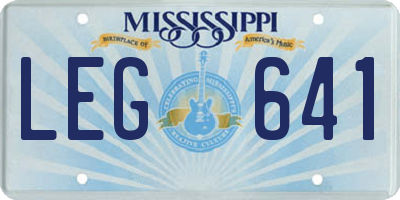 MS license plate LEG641