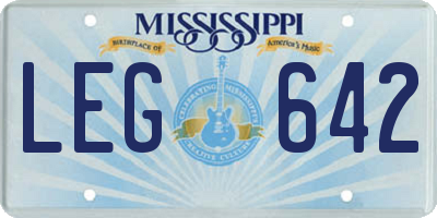 MS license plate LEG642