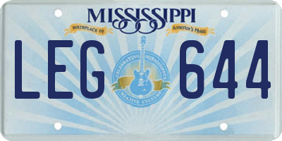 MS license plate LEG644