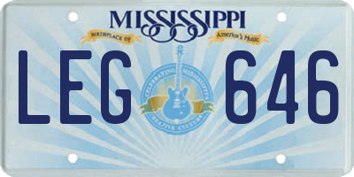 MS license plate LEG646