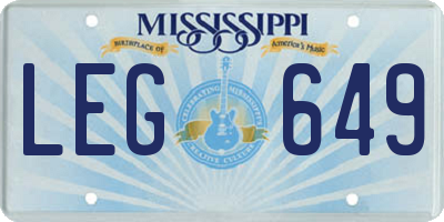 MS license plate LEG649