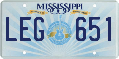 MS license plate LEG651