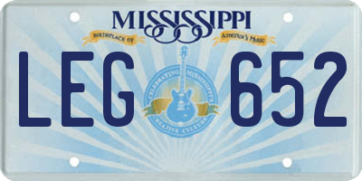 MS license plate LEG652