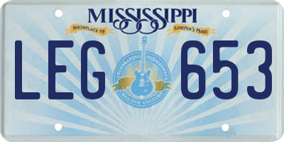 MS license plate LEG653
