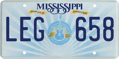MS license plate LEG658