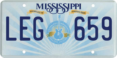 MS license plate LEG659