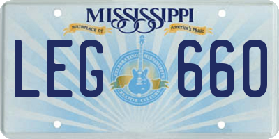 MS license plate LEG660