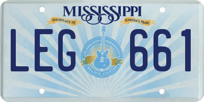 MS license plate LEG661