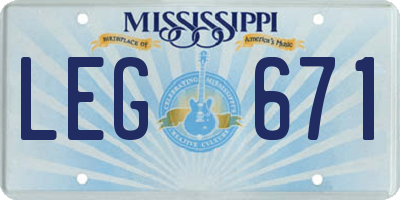 MS license plate LEG671